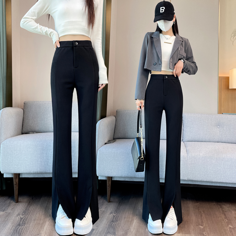 Drape wide leg pants split suit pants for women