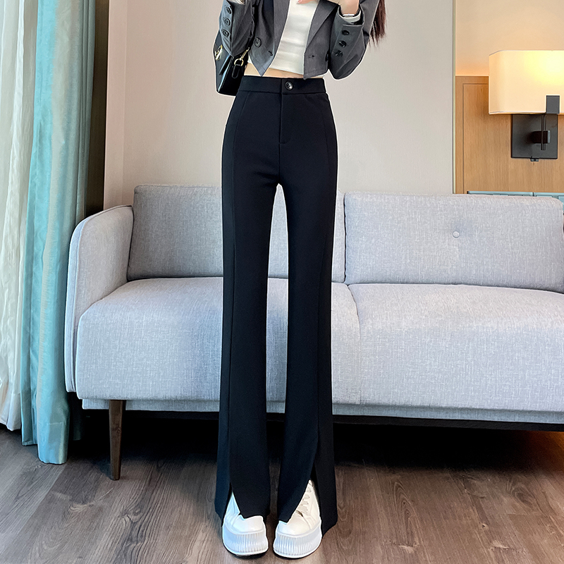 Drape wide leg pants split suit pants for women