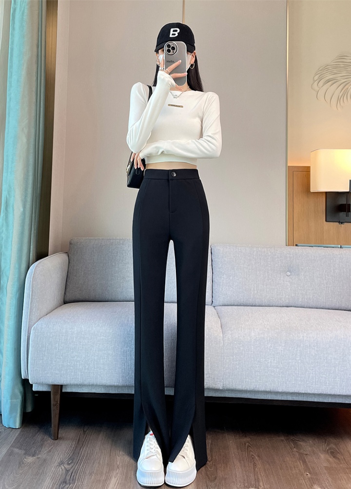 Drape wide leg pants split suit pants for women