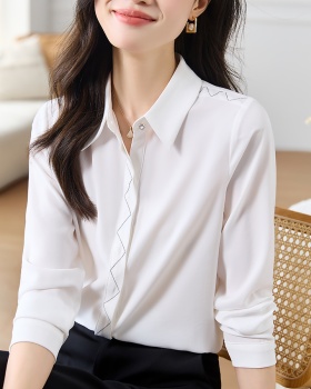 Autumn silk shirt real silk white tops for women