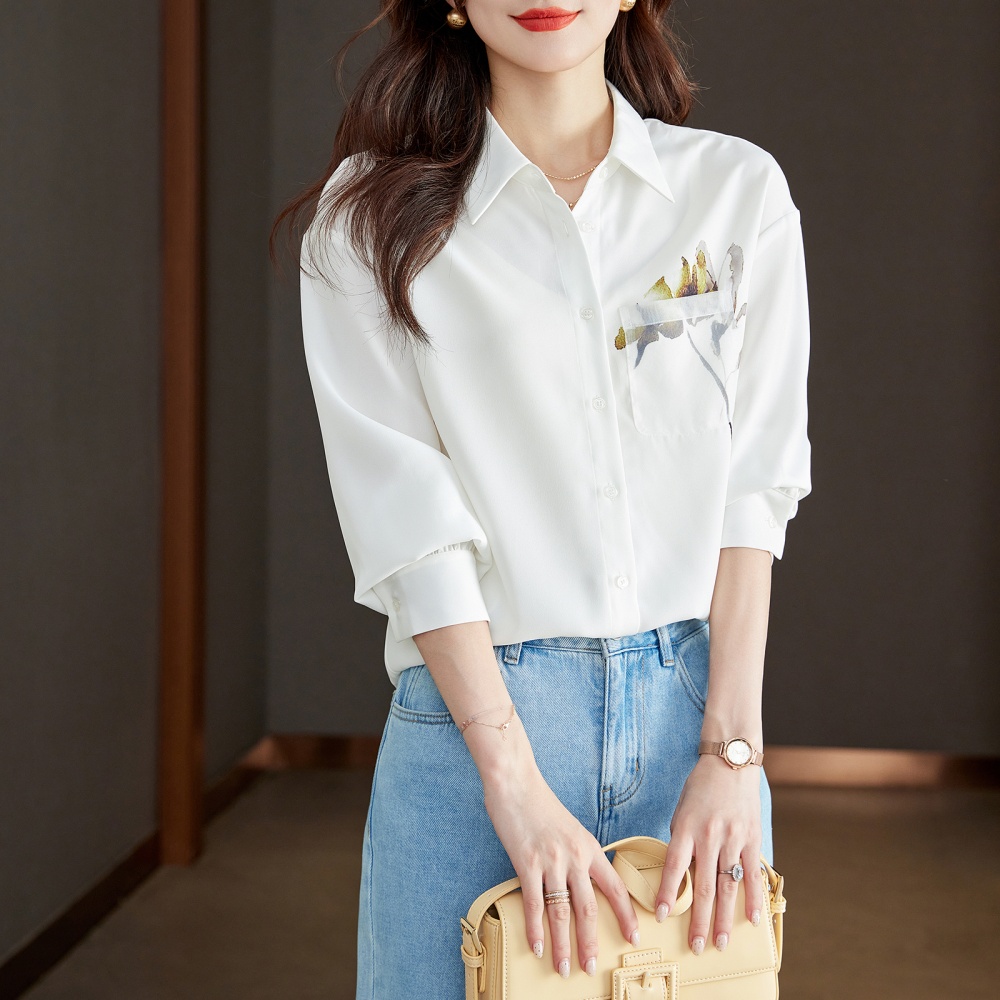 Long sleeve white shirt autumn tops for women