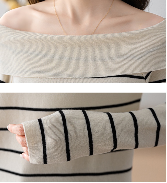 Sweet stripe tops autumn long sleeve sweater for women