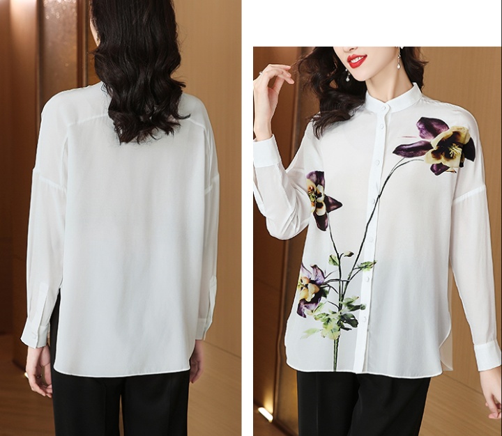 Real silk printing tops silk stunning shirt for women