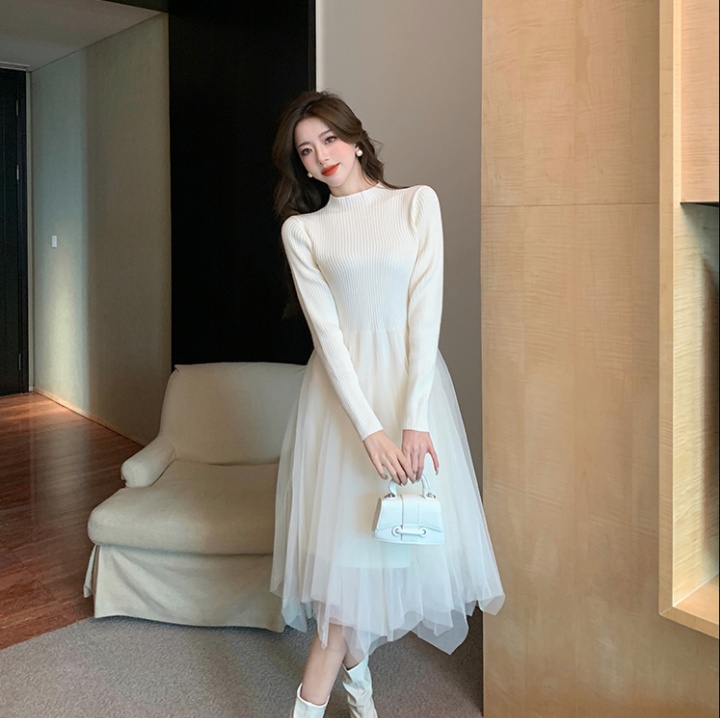 Slim sweater dress waistcoat 2pcs set