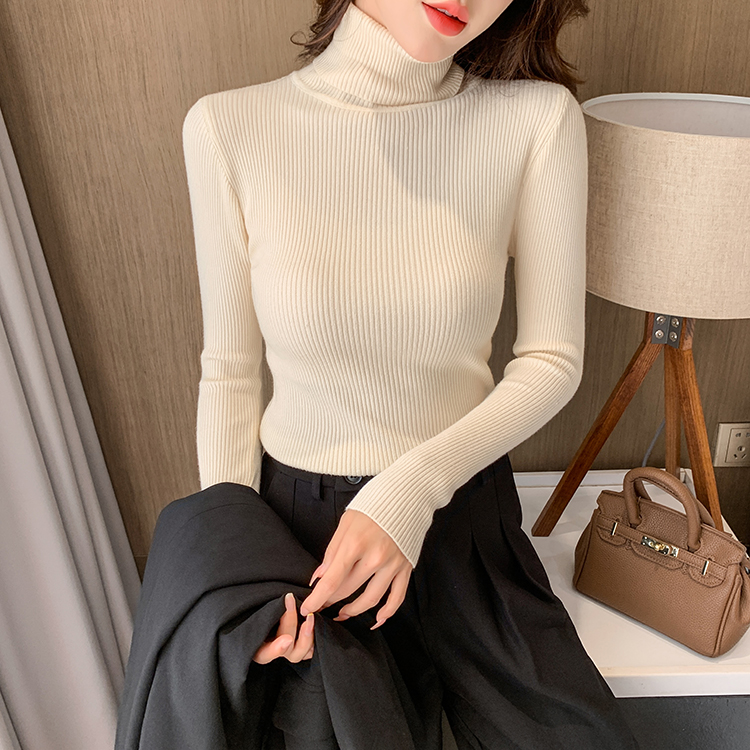 Long sleeve all-match sweater high collar pullover tops
