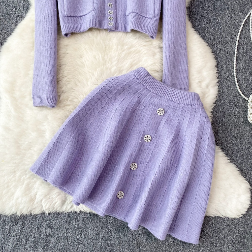 Light luxury cardigan all-match skirt 2pcs set for women