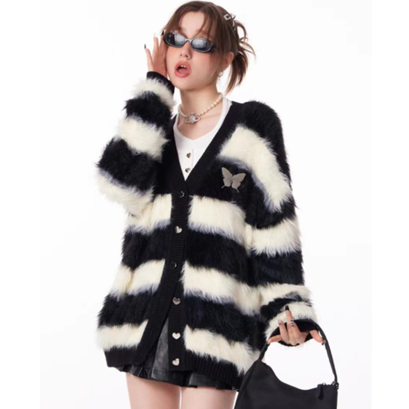 Thick elmo coat lazy autumn and winter cardigan for women