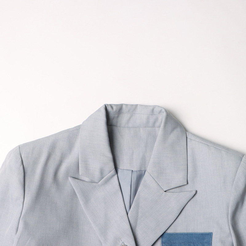 Pseudo-two autumn business suit denim coat for women