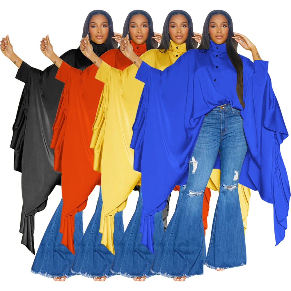 European style autumn fold shirt long pure shawl for women