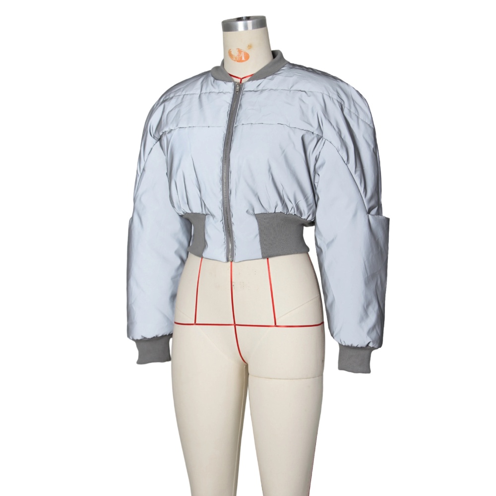 Reflective Casual cotton coat zip corset for women