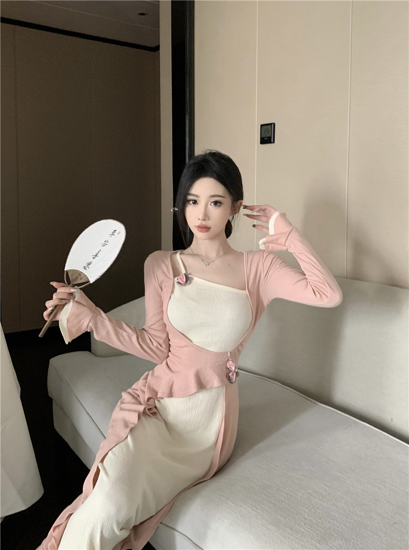 Chinese style retro unique splice dress for women