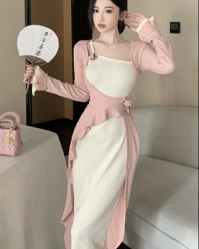Chinese style retro unique splice dress for women
