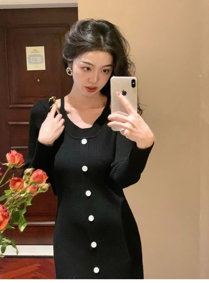 Winter single-breasted slim sexy knitted dress for women