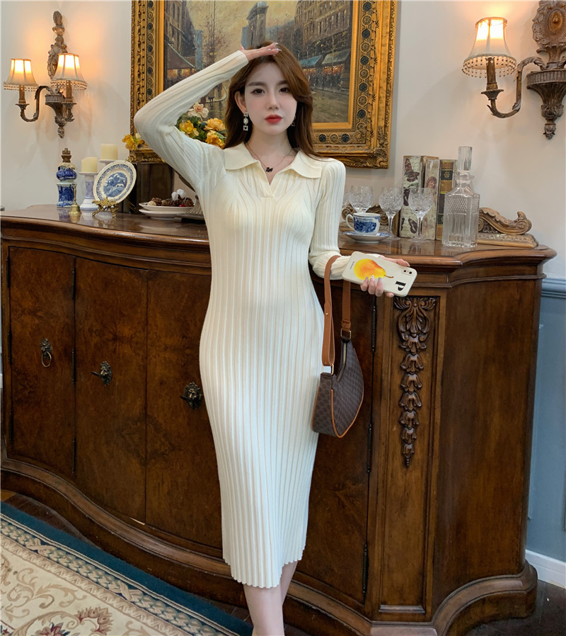 Package hip long dress knitted dress for women