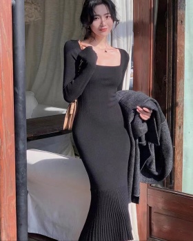 Autumn and winter France style long dress knitted dress
