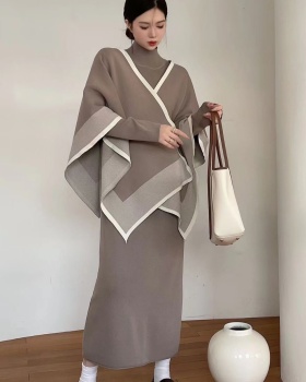 Korean style cloak thermal shawl 2pcs set for women