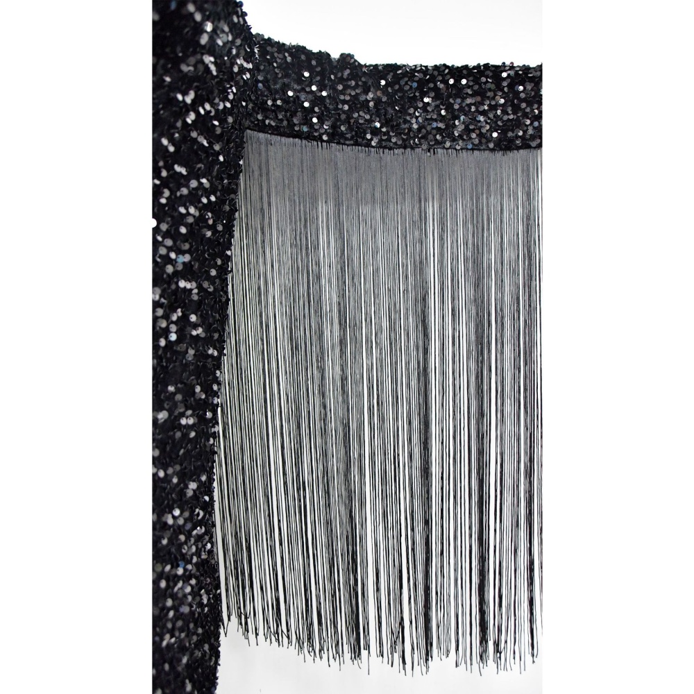 Sequins long sleeve dress tassels T-back