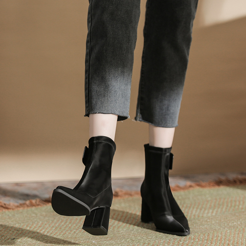 Temperament black short boots fashion women's boots