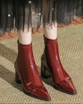 Wine-red all-match boots fashion short boots for women