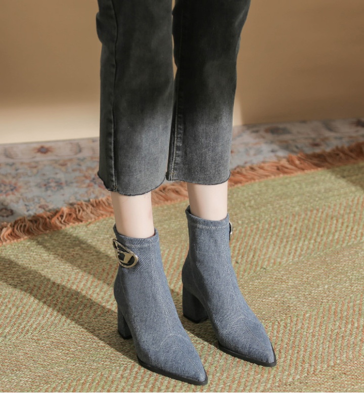 Fashion short boots metal buckles boots for women