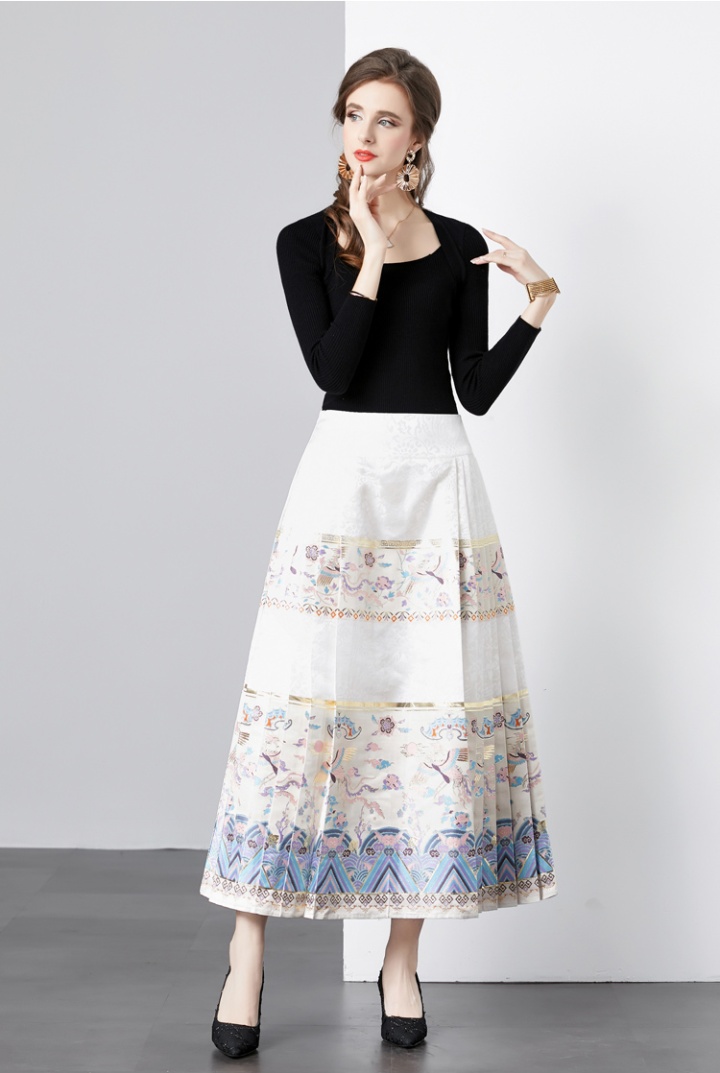 Han clothing jacquard T-shirt long sleeve skirt 2pcs set