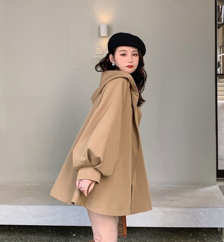 Spring and autumn hooded coat short windbreaker for women