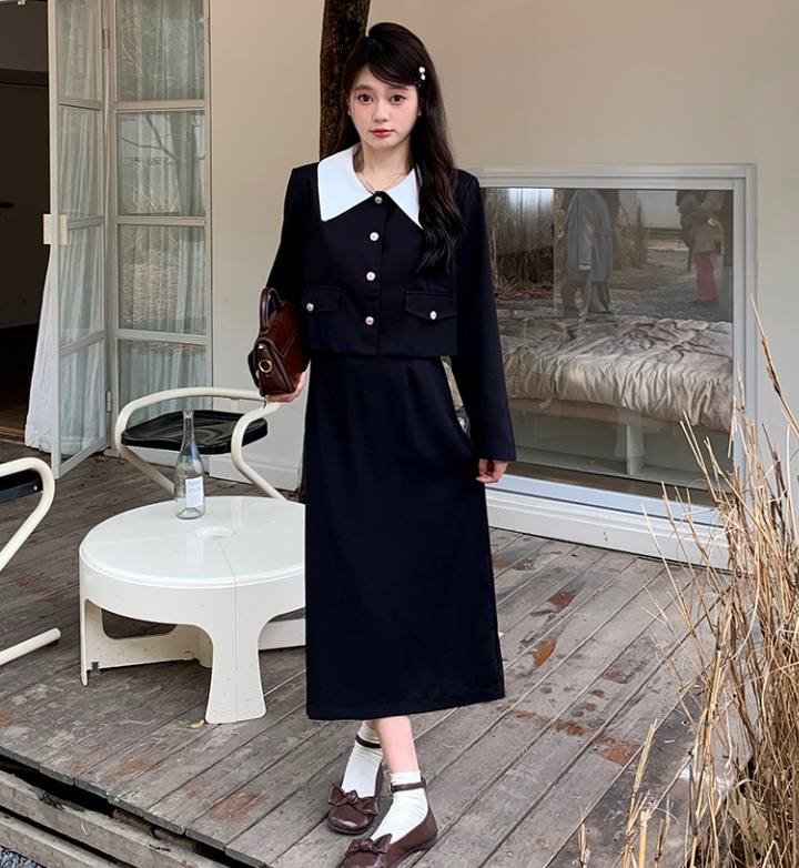 France style tops autumn and winter skirt 2pcs set