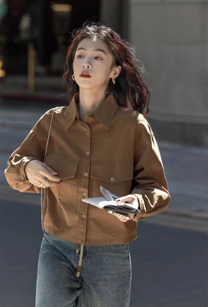 Short long sleeve jacket niche pure shirt for women