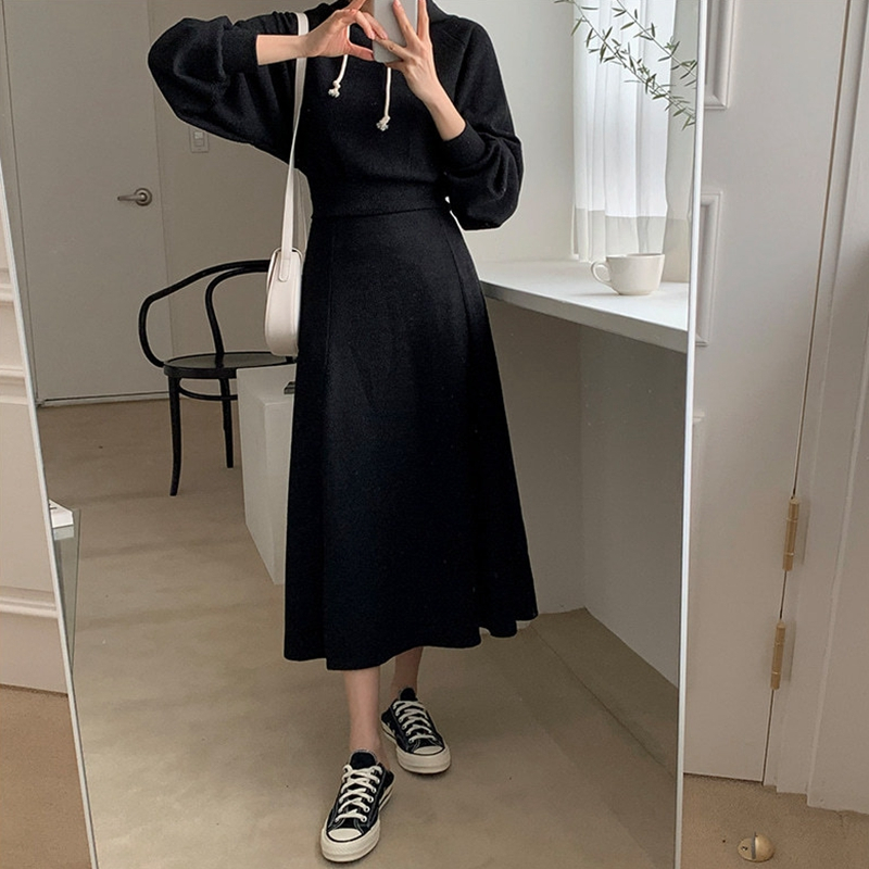 Fashion hoodie high waist skirt 2pcs set for women