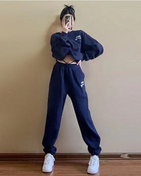 Slim Korean style loose sports hoodie 2pcs set for women