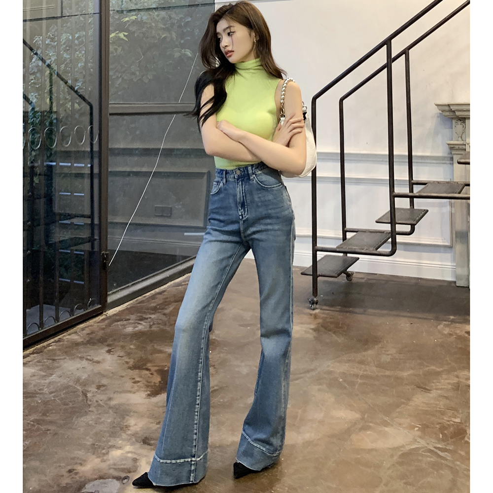 Show high Casual flare pants mopping temperament jeans
