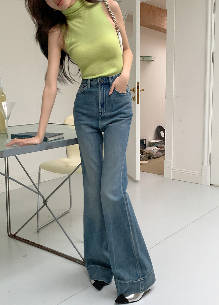 Show high Casual flare pants mopping temperament jeans