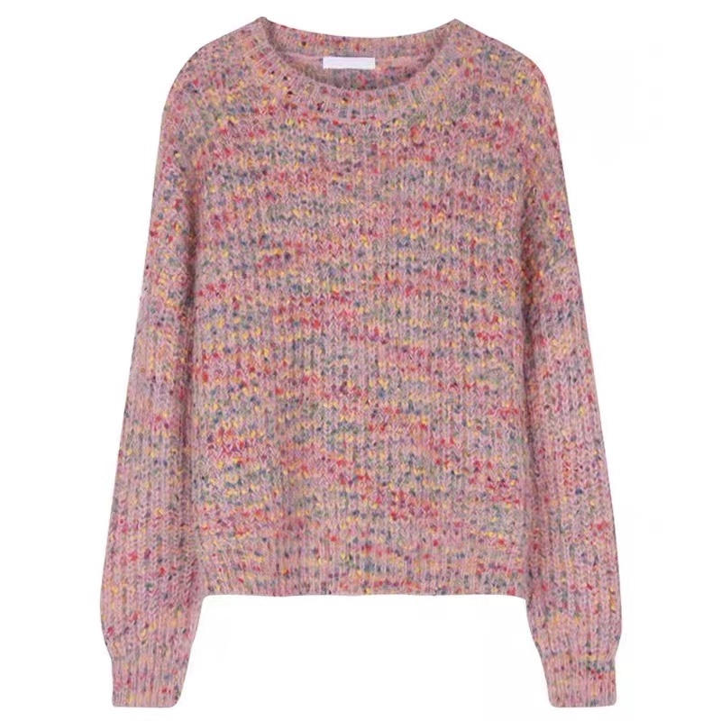 Pullover rainbow sweater polka dot loose tops for women
