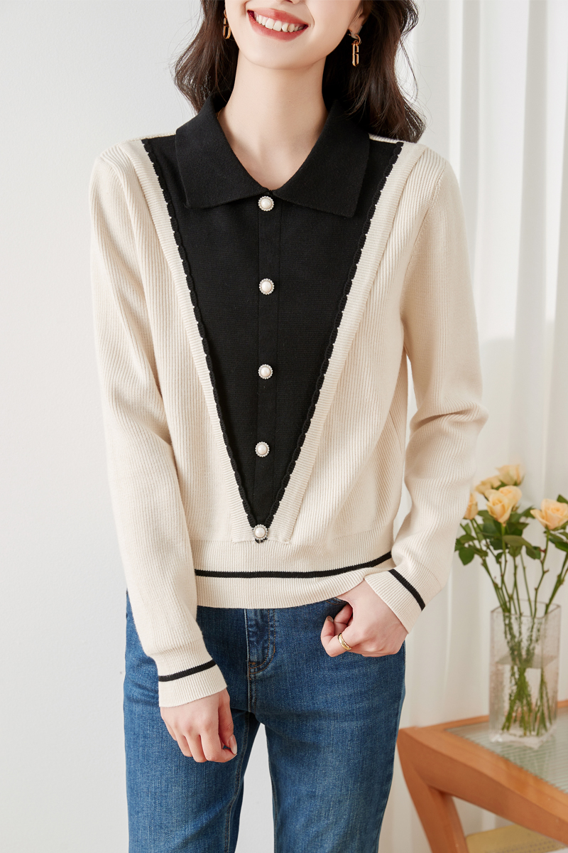 Long sleeve Pseudo-two tops slim sweater