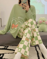 Casual loose homewear double long pajamas 2pcs set for women