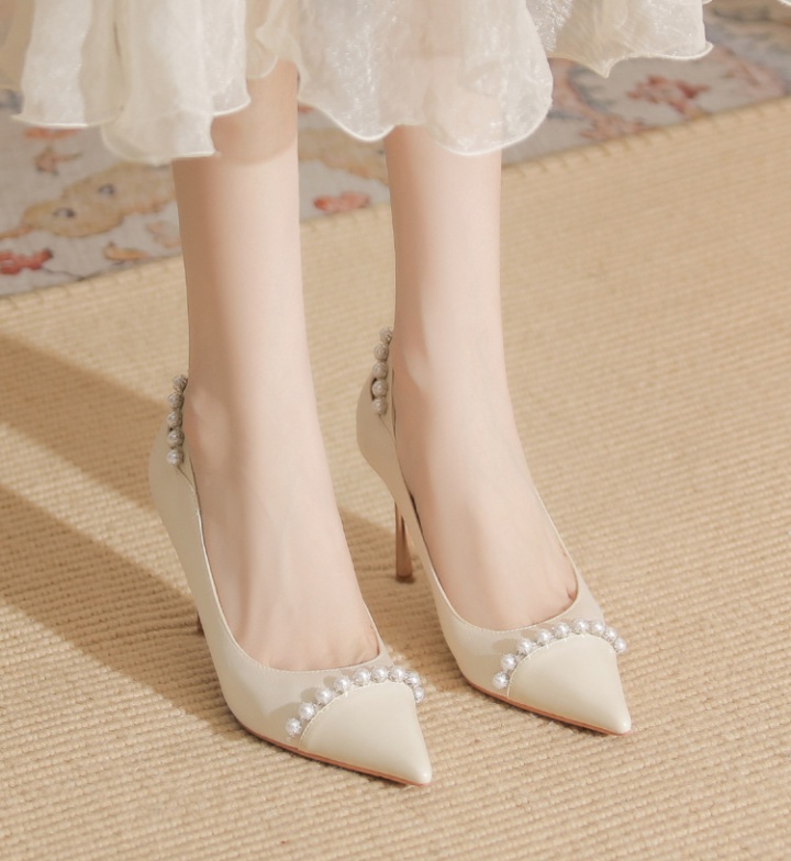 Sheepskin shoes pointed high-heeled shoes for women