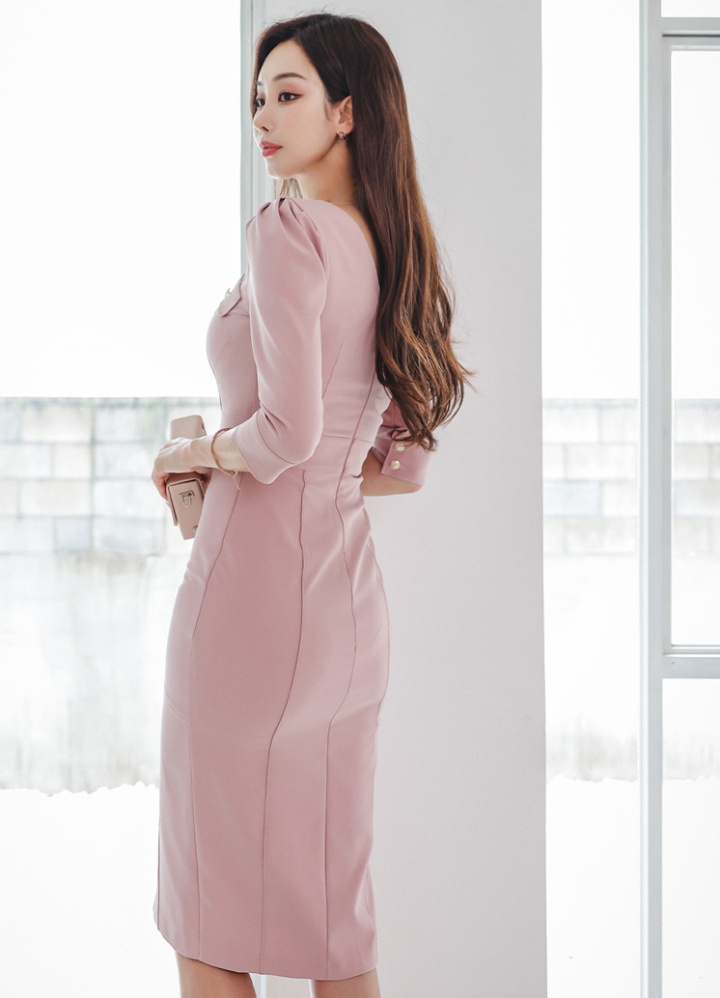 Autumn Korean style profession V-neck long fashion dress