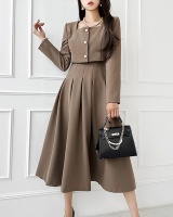 Fashion autumn dress square collar jacket 2pcs set