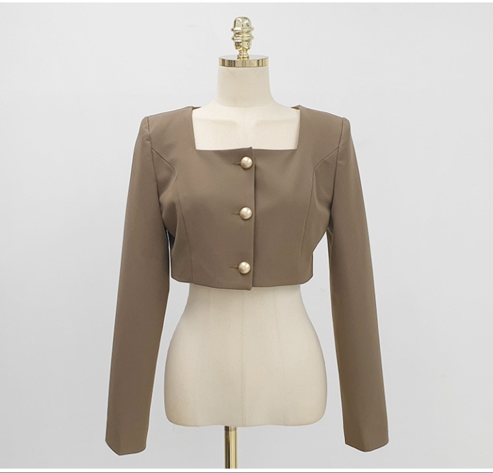 Fashion autumn dress square collar jacket 2pcs set