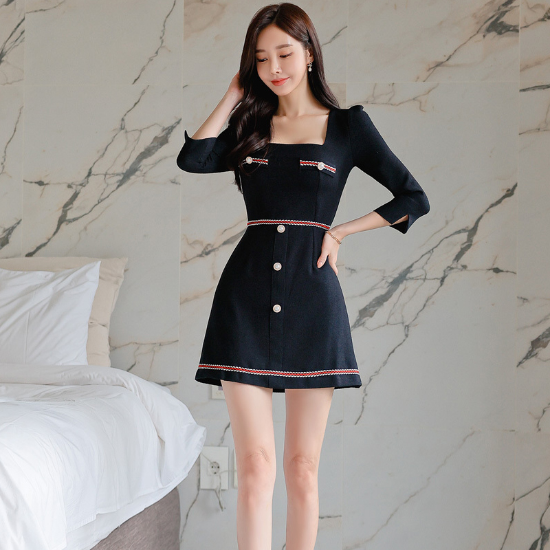 Playful fashion slim small fellow show young dress