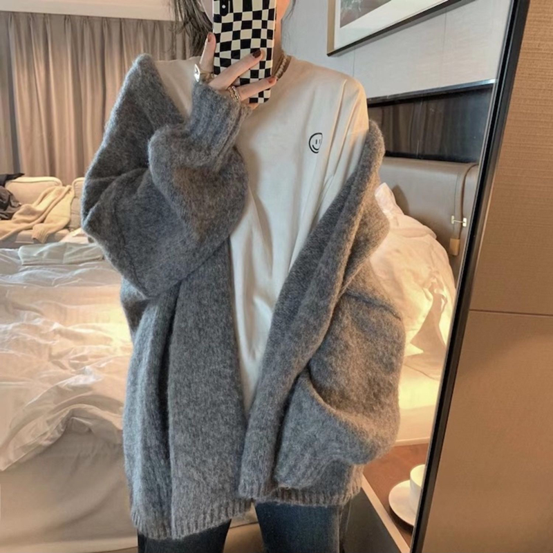 Lazy loose thick coat tender autumn and winter cardigan