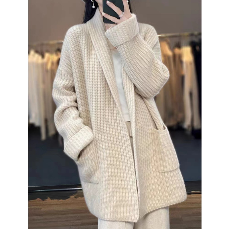 Thick large yard coat lazy loose cardigan for women
