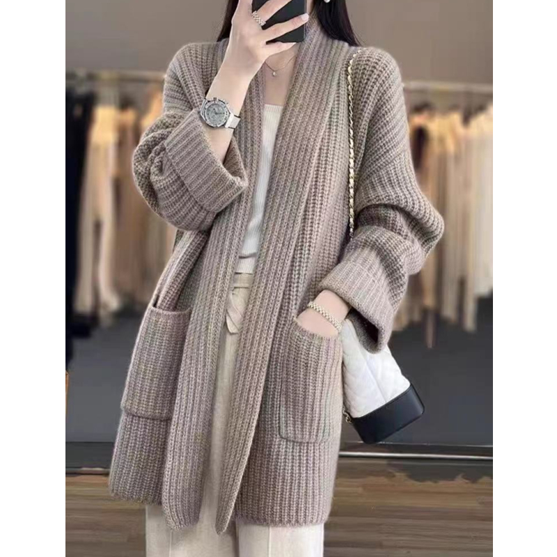 Thick large yard coat lazy loose cardigan for women