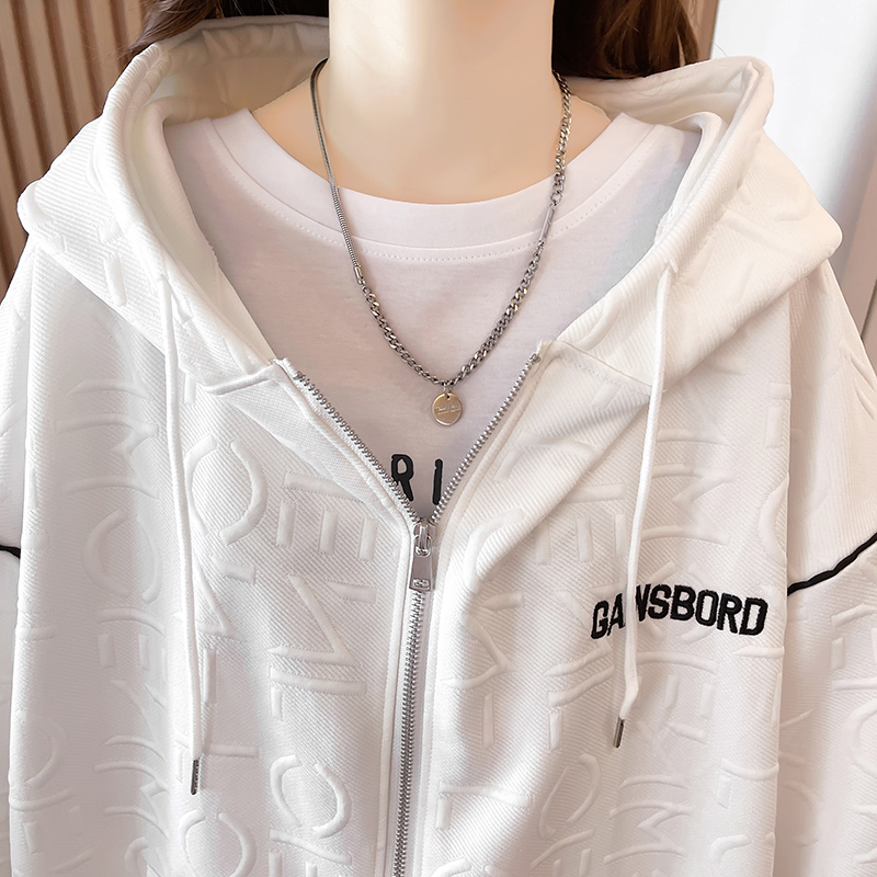 Winter plus velvet tops Korean style complex hoodie for women