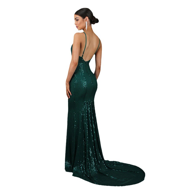 Sleeveless fashion trailing formal dress sexy banquet dress