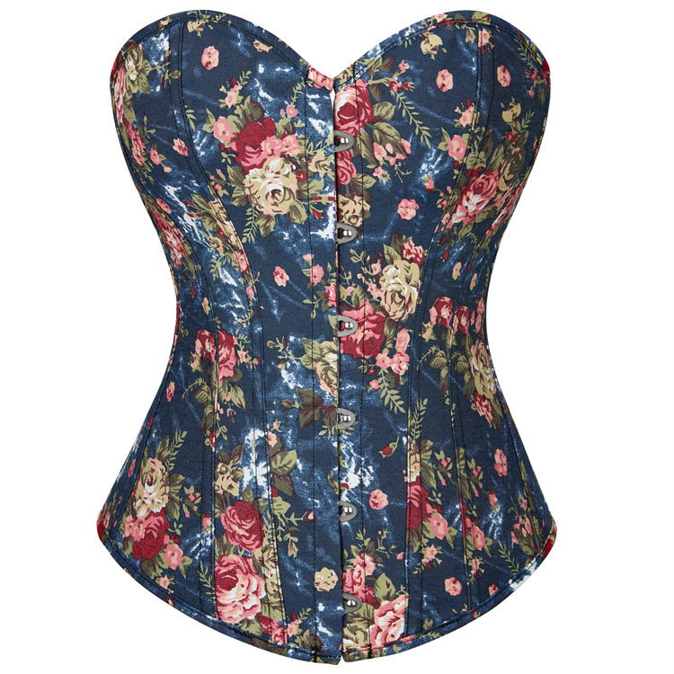 Retro floral shapewear body sculpting corset for women