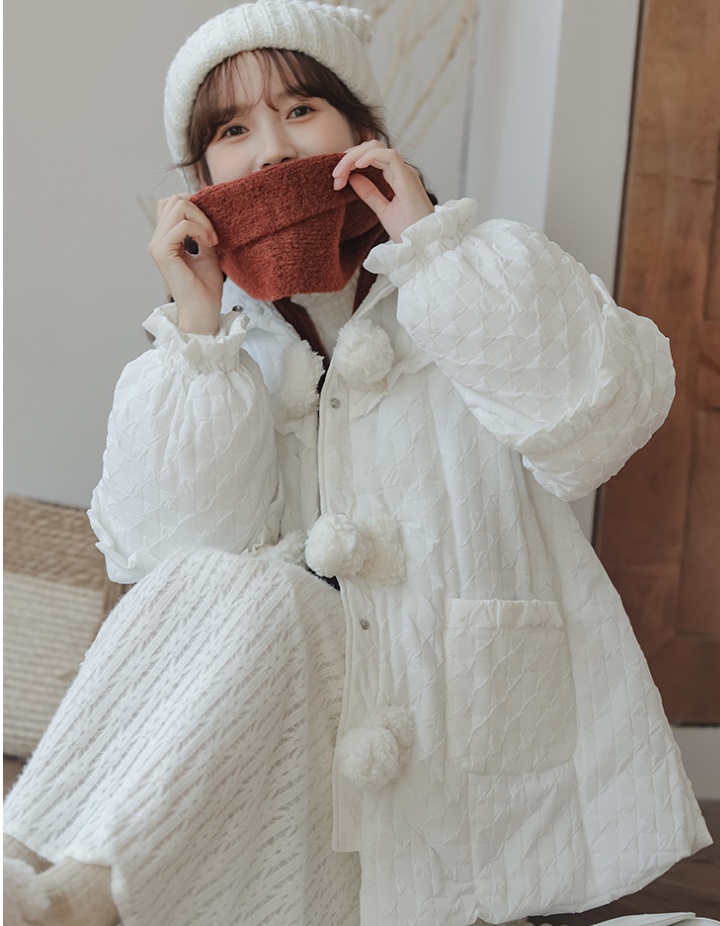 Short winter coat white thick cotton coat for women