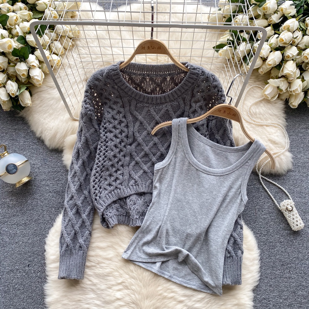 Pure sweater autumn and winter vest 2pcs set for women