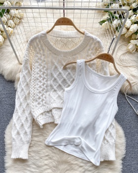 Pure sweater autumn and winter vest 2pcs set for women