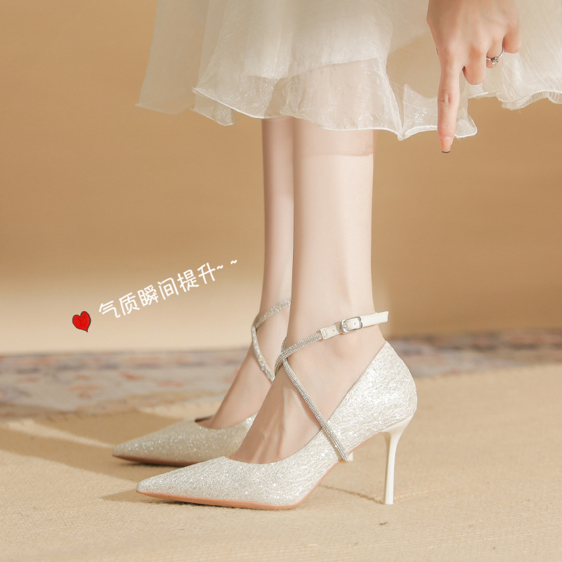 Pointed fine-root wedding shoes autumn shoes for women